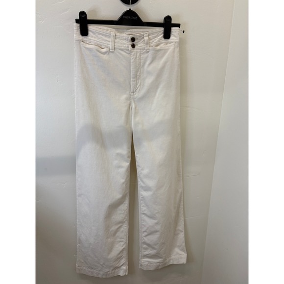 Faherty Brand Pants - Faherty White Corduroy Wide Leg Pants High Rise Organic Cotton Size 28